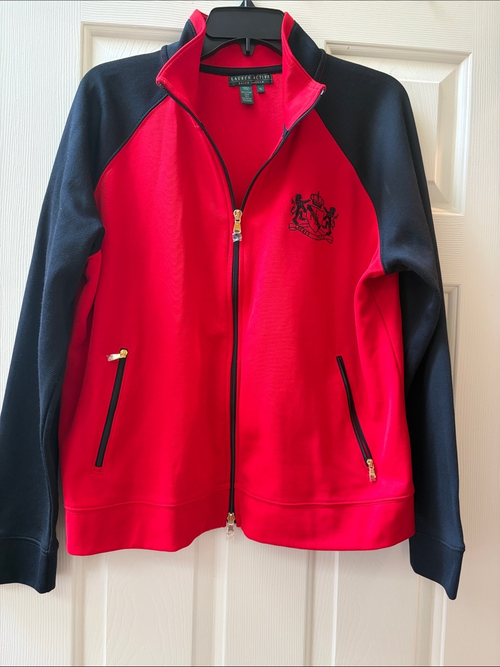 Ralph Lauren Red and Black Zip-Front Track Jacket